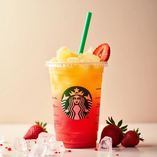 Starbucks Frozen Tropical Citrus Iced Energy with Strawberry Puree